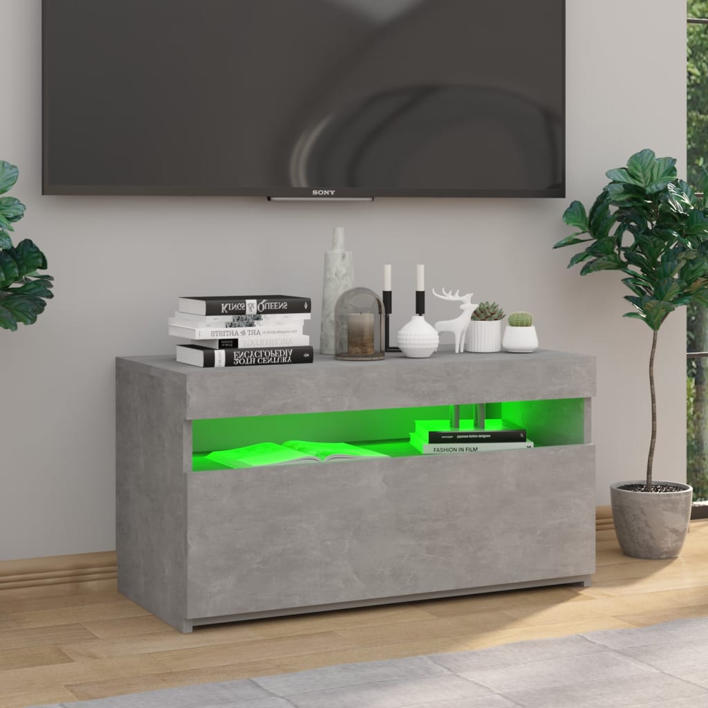 vidaXL TV Cabinet with LED Lights Concrete Grey 75x35x40 cm