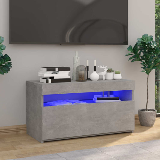 804399 vidaXL TV Cabinet with LED Lights Concrete Grey 75x35x40 cm