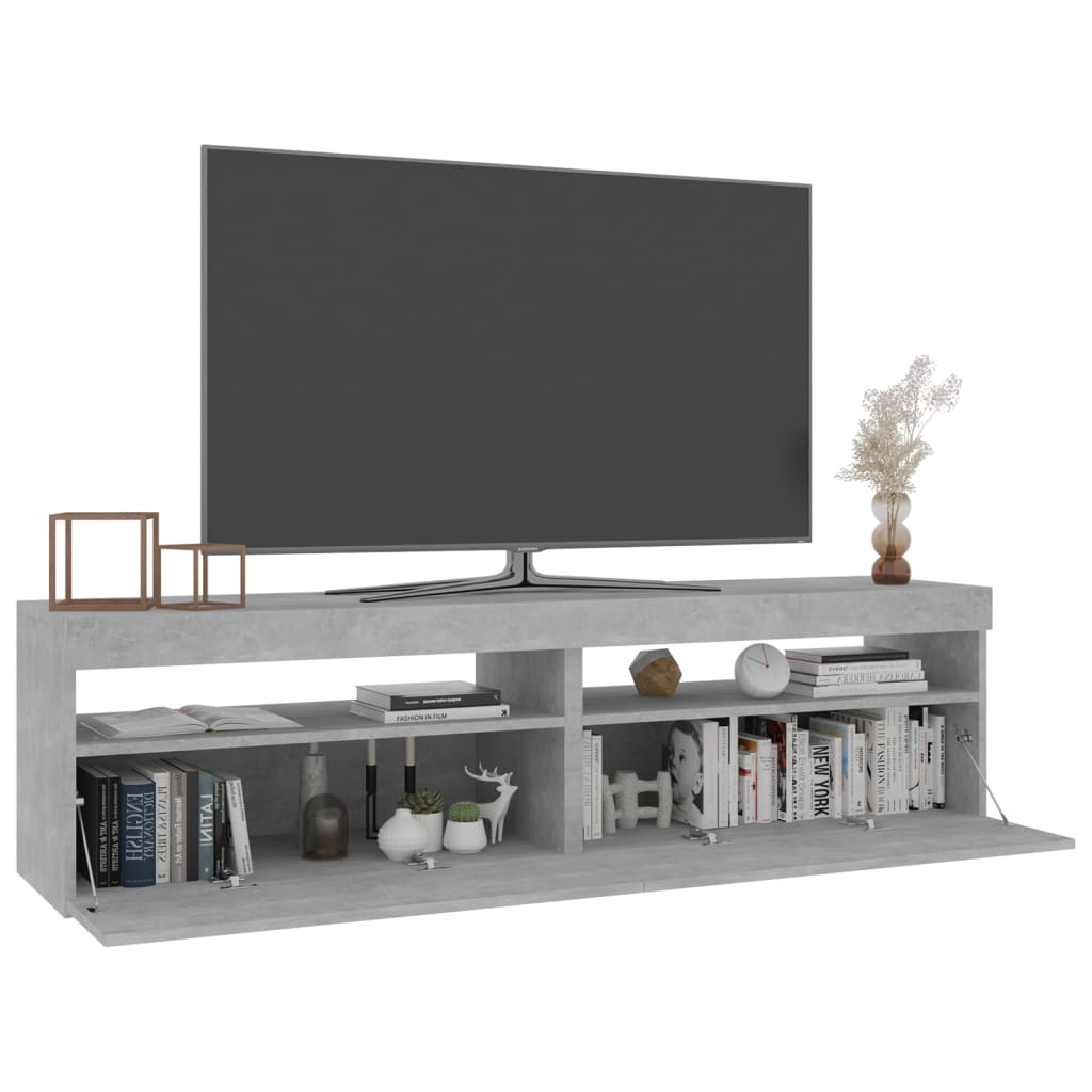 vidaXL TV Cabinets 2 pcs with LED Lights Concrete Grey 75x35x40 cm