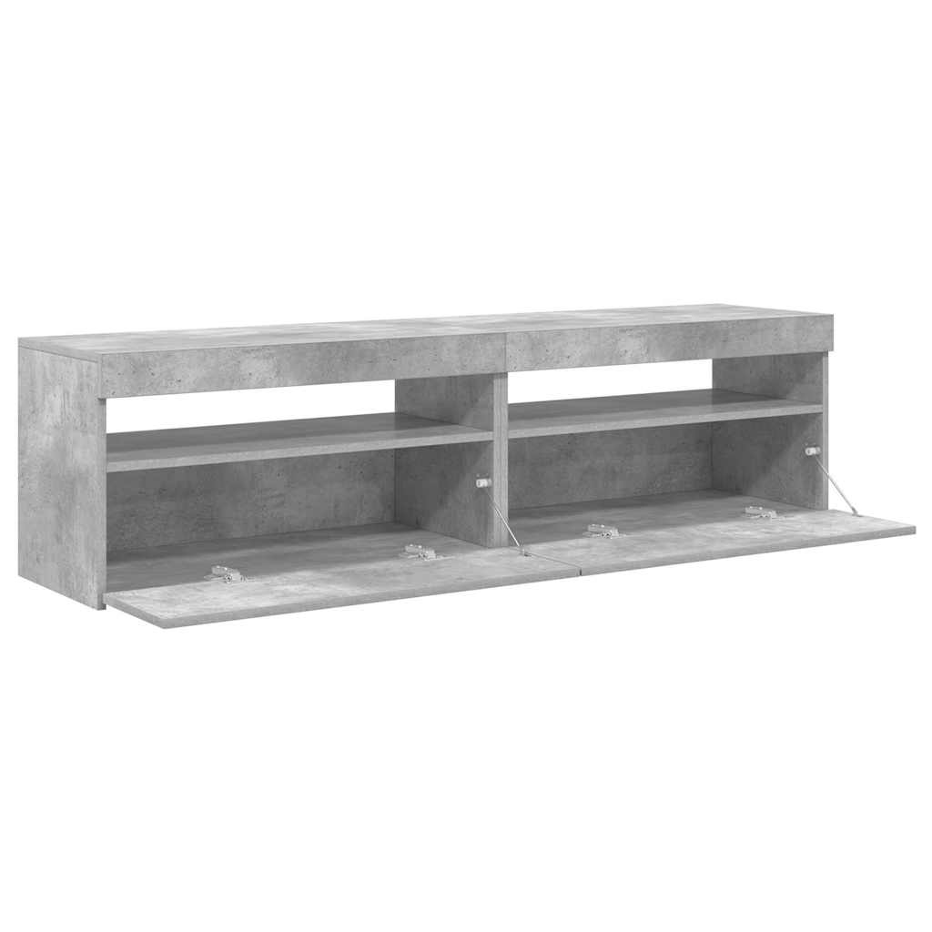 804400 vidaXL 2 Piece TV Cabinet Set with LED Lights Concrete Grey 75x35x40 cm
