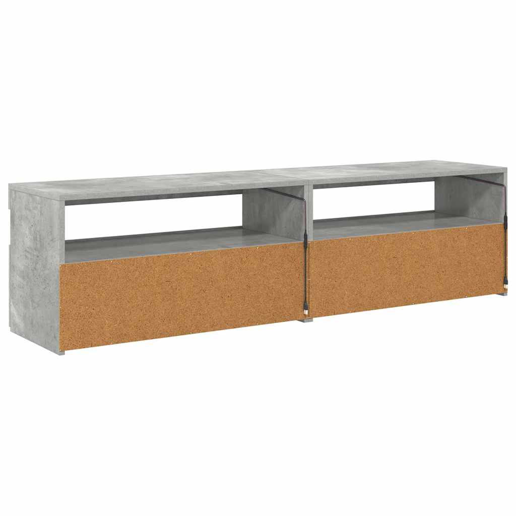 804400 vidaXL 2 Piece TV Cabinet Set with LED Lights Concrete Grey 75x35x40 cm