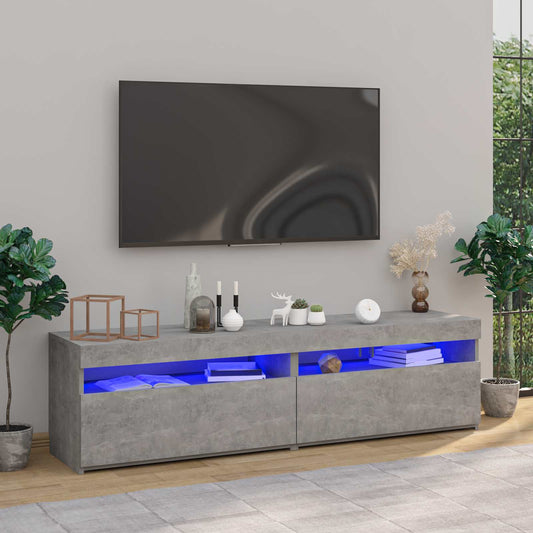 804400 vidaXL 2 Piece TV Cabinet Set with LED Lights Concrete Grey 75x35x40 cm