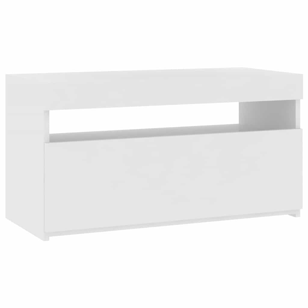 804403 vidaXL TV Cabinet with LED Lights High Gloss White 75x35x40 cm