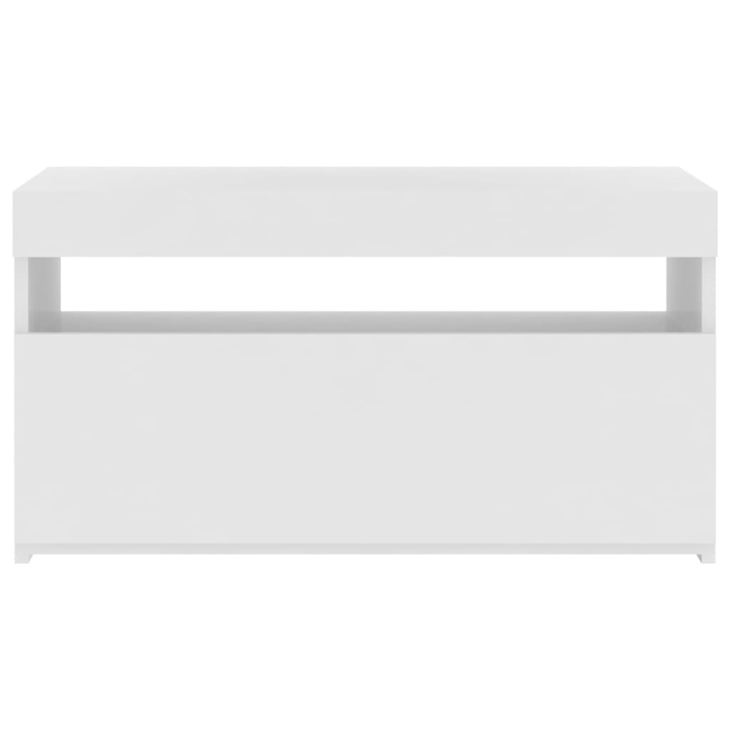 vidaXL TV Cabinet with LED Lights High Gloss White 75x35x40 cm