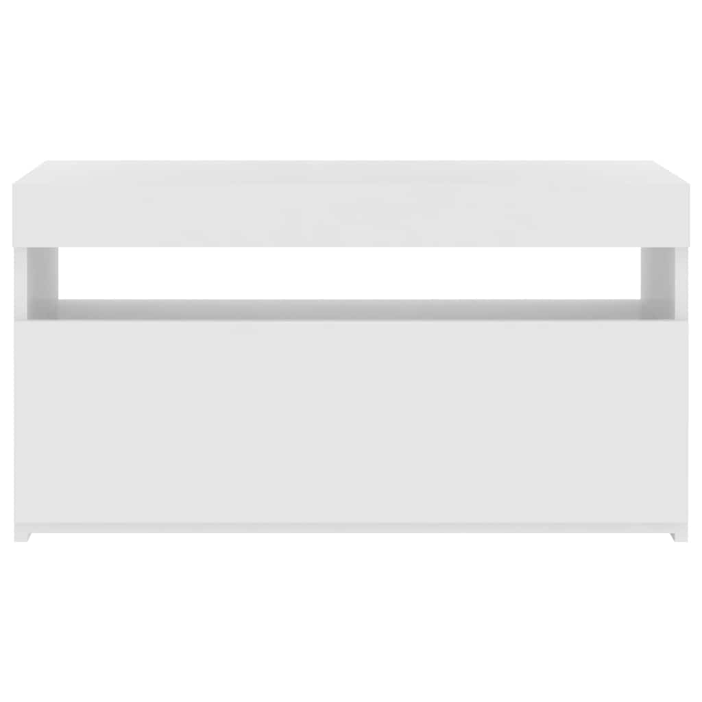 804403 vidaXL TV Cabinet with LED Lights High Gloss White 75x35x40 cm