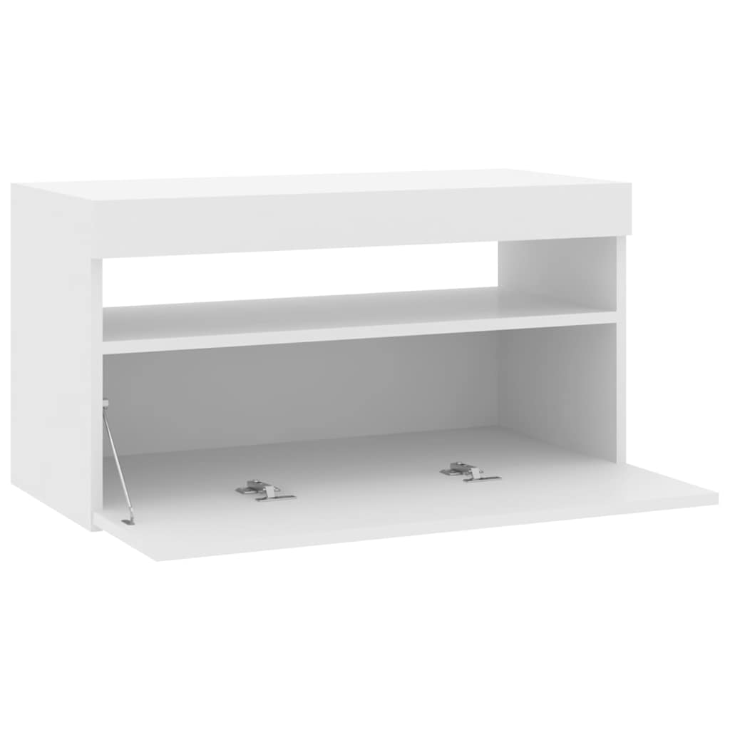 804403 vidaXL TV Cabinet with LED Lights High Gloss White 75x35x40 cm