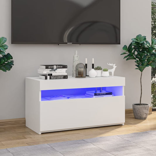 vidaXL TV Cabinet with LED Lights High Gloss White 75x35x40 cm