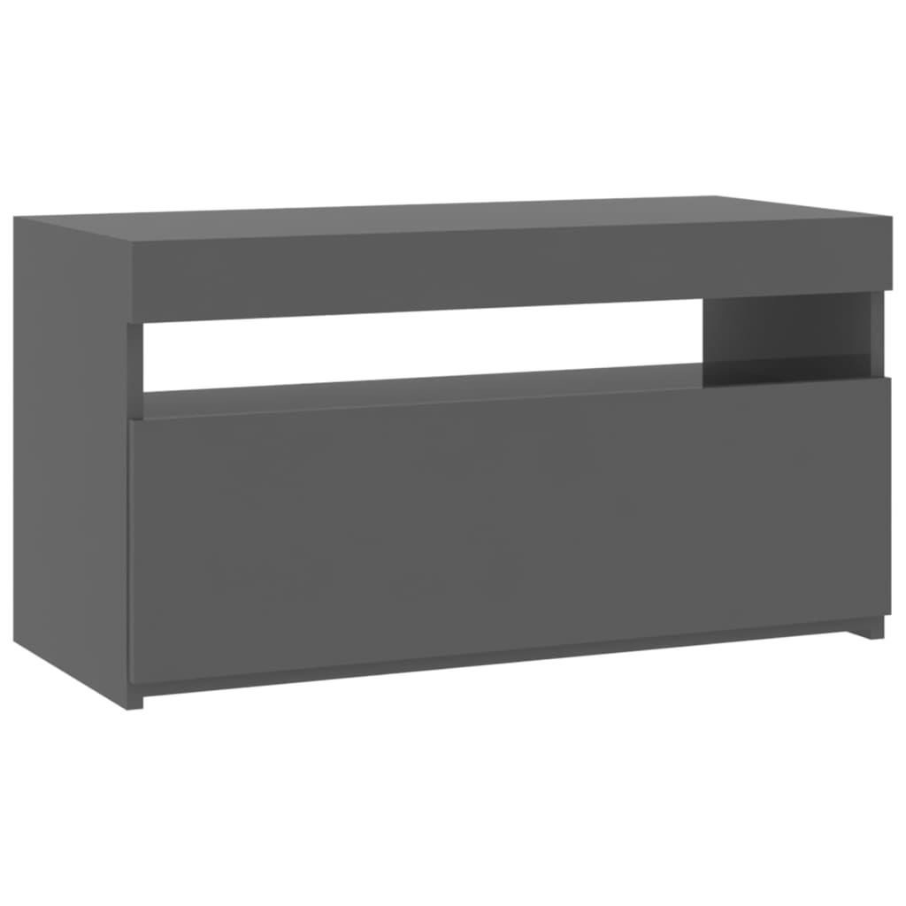 vidaXL TV Cabinet with LED Lights High Gloss Grey 75x35x40 cm