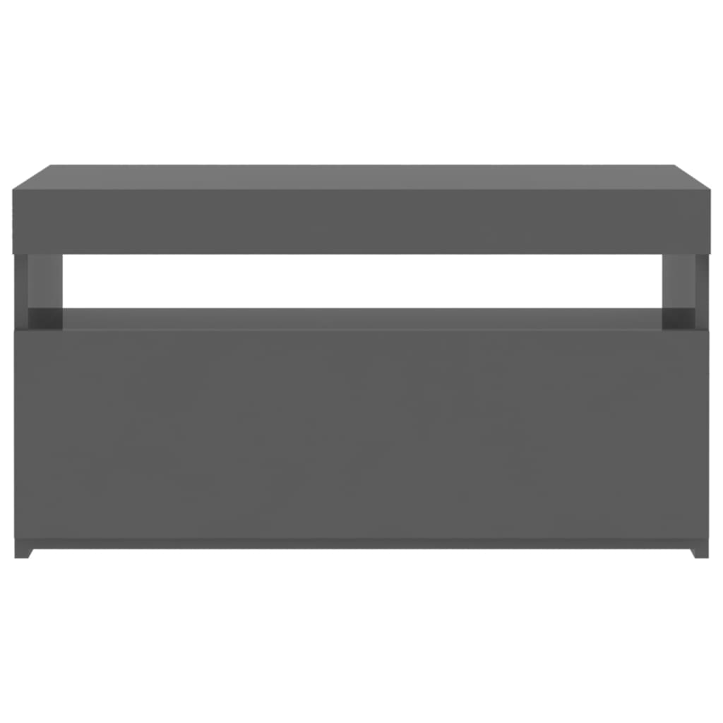 vidaXL TV Cabinet with LED Lights High Gloss Grey 75x35x40 cm