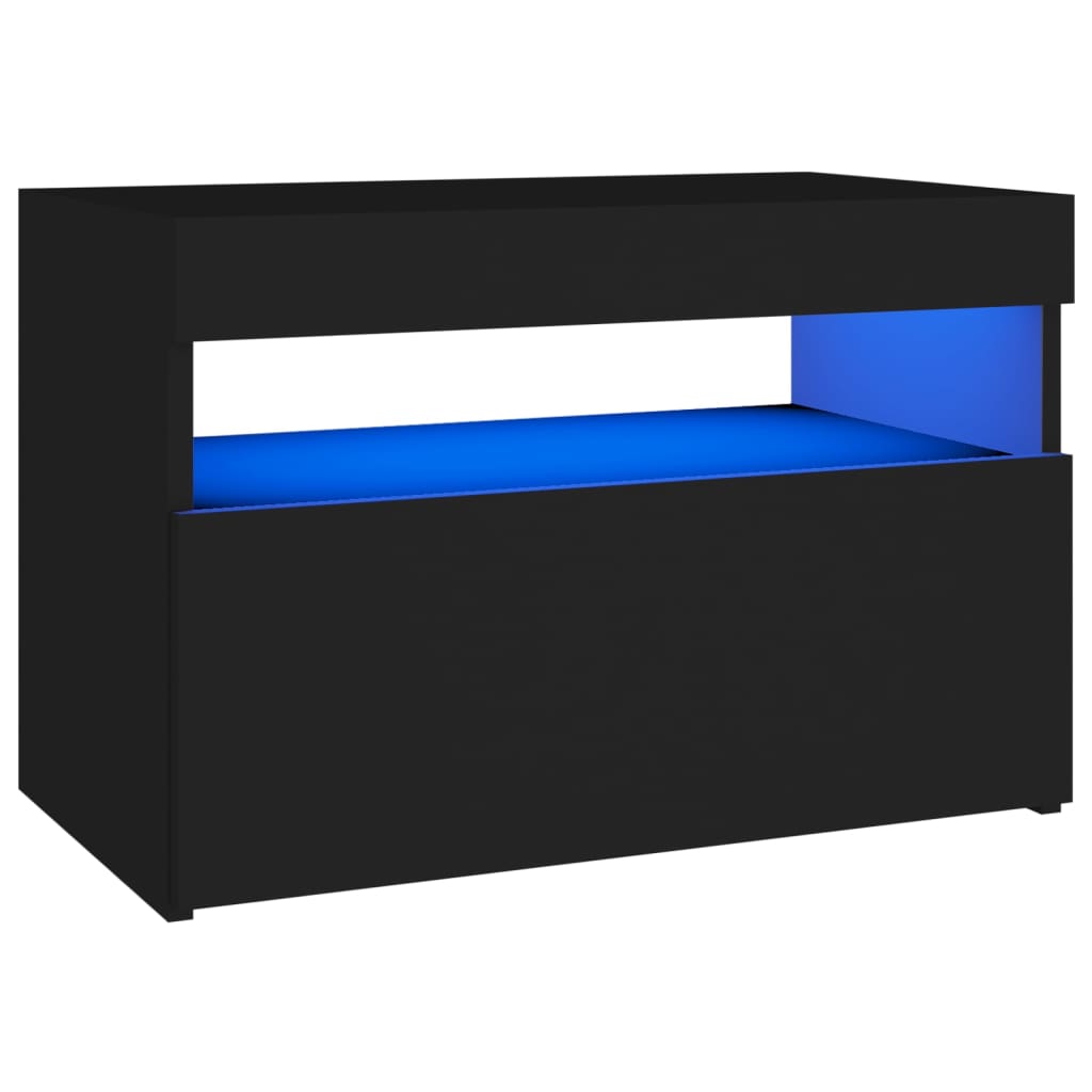 vidaXL TV Cabinet with LED Lights Black 60x35x40 cm