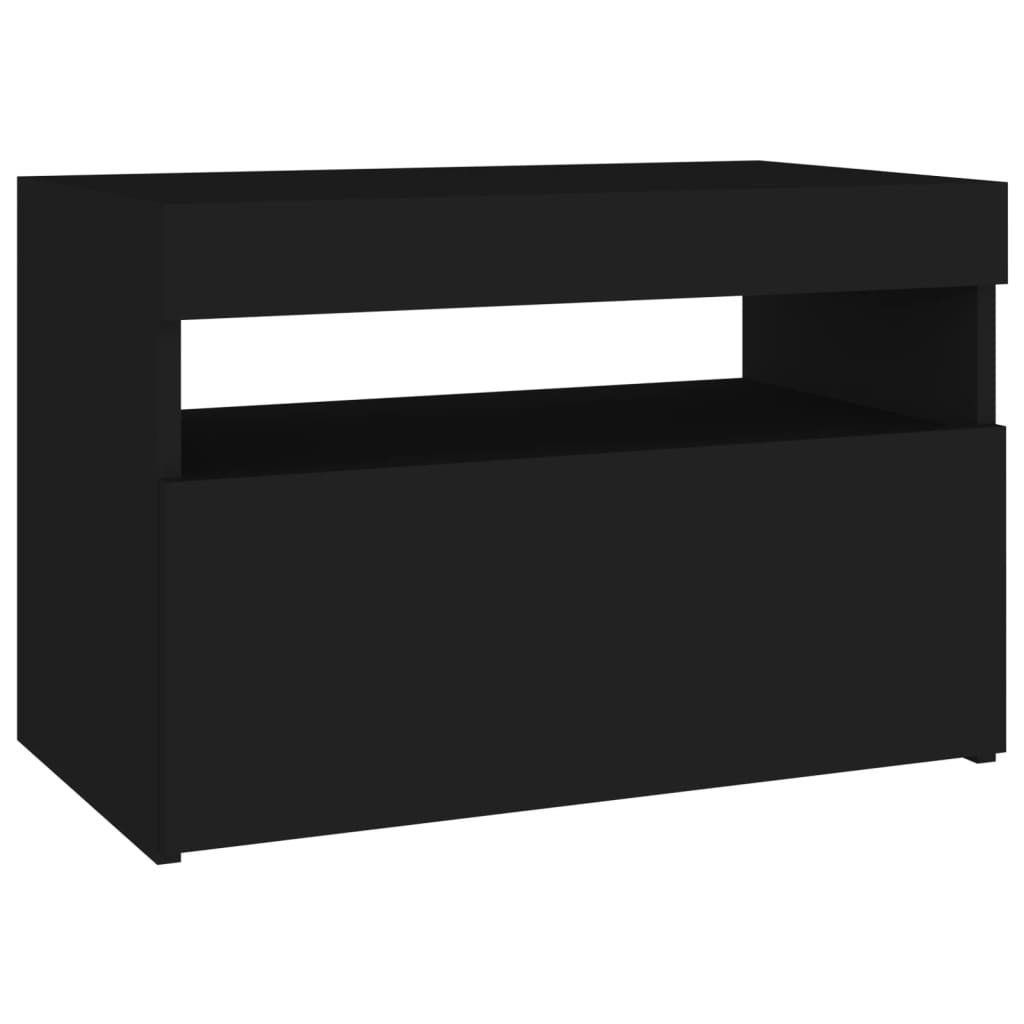 vidaXL TV Cabinet with LED Lights Black 60x35x40 cm