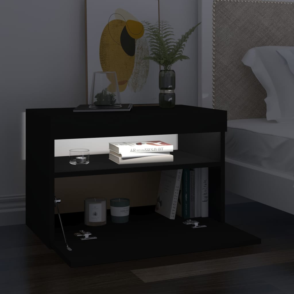 vidaXL TV Cabinet with LED Lights Black 60x35x40 cm