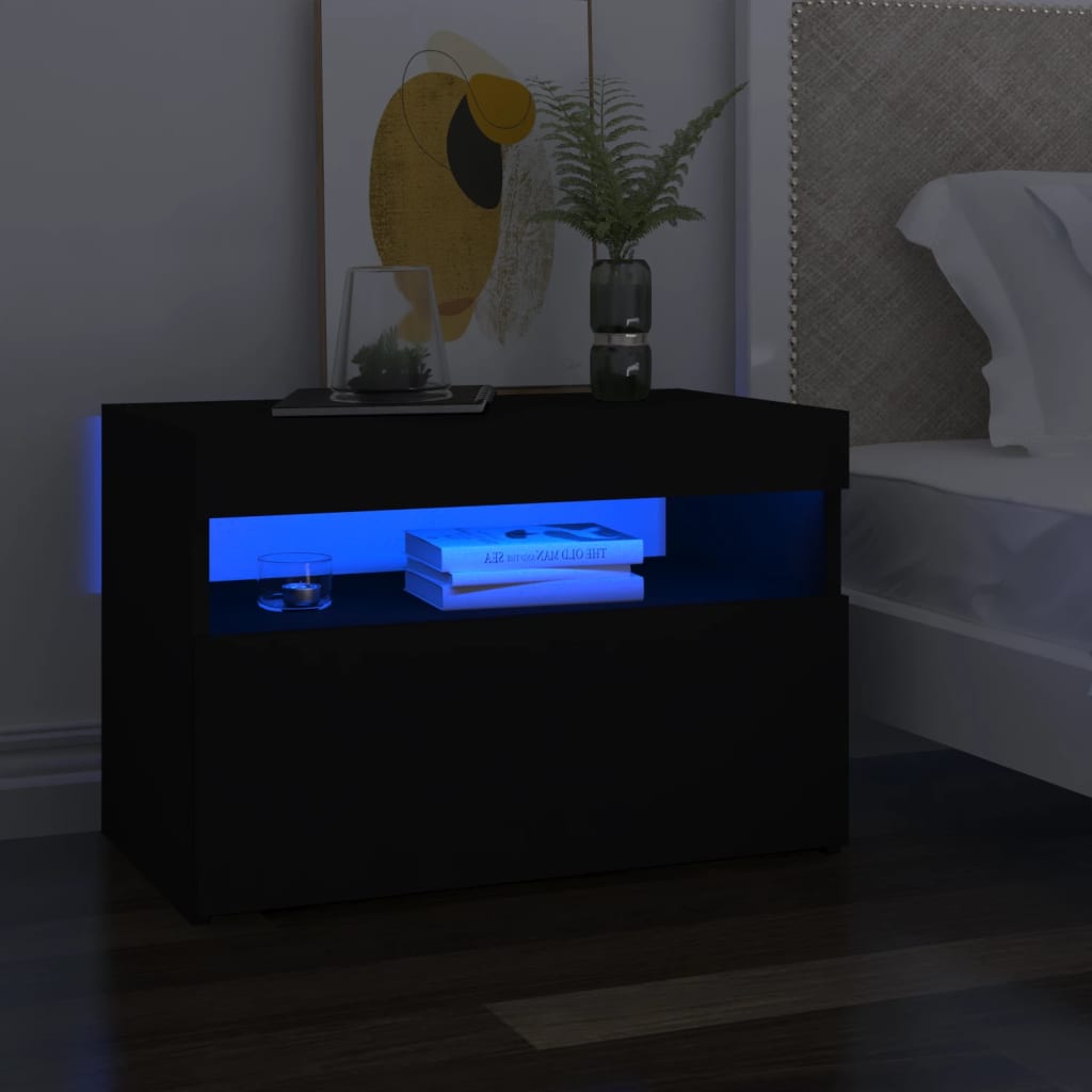 vidaXL TV Cabinet with LED Lights Black 60x35x40 cm