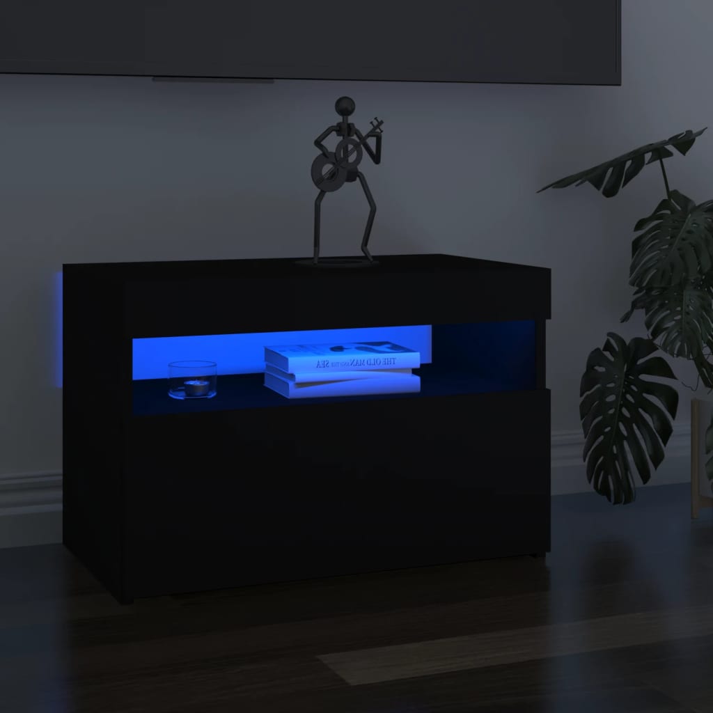 vidaXL TV Cabinet with LED Lights Black 60x35x40 cm