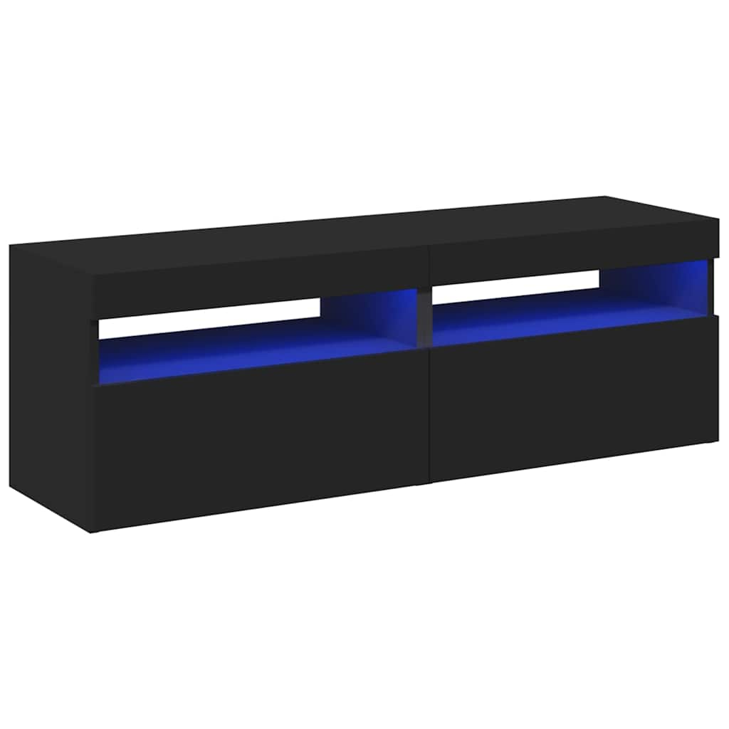 vidaXL TV Cabinets with LED Lights 2 pcs Black 60x35x40 cm