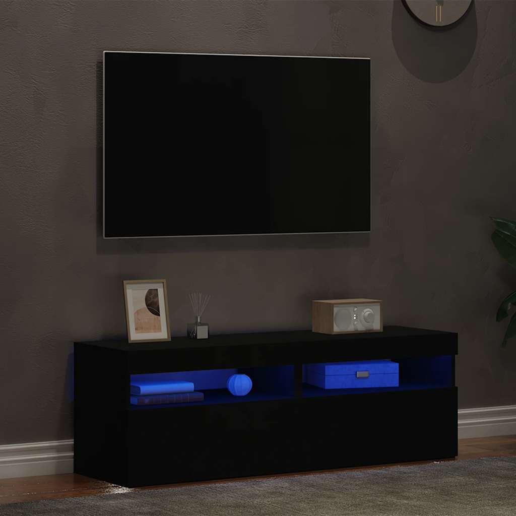 vidaXL TV Cabinets with LED Lights 2 pcs Black 60x35x40 cm