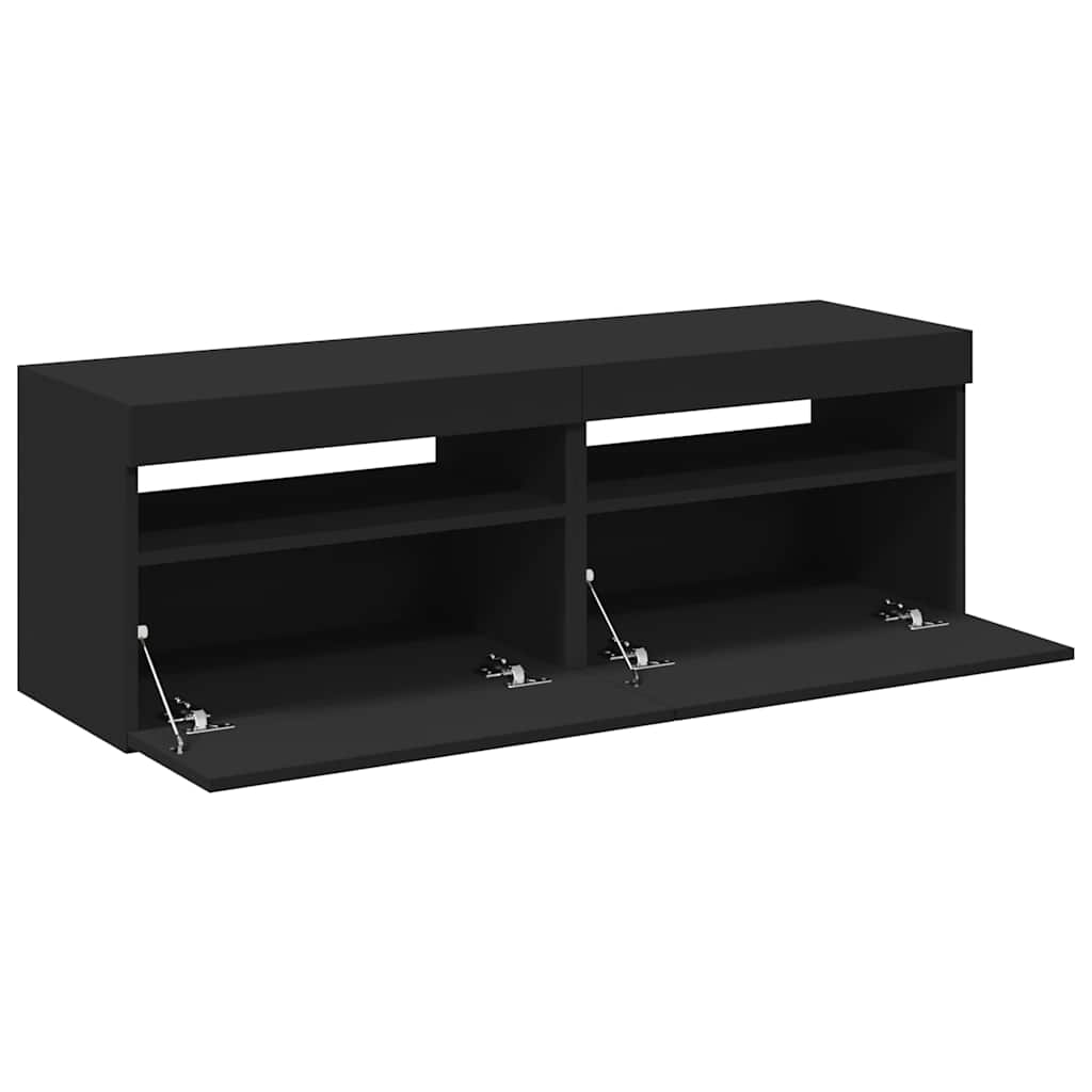 vidaXL TV Cabinets with LED Lights 2 pcs Black 60x35x40 cm