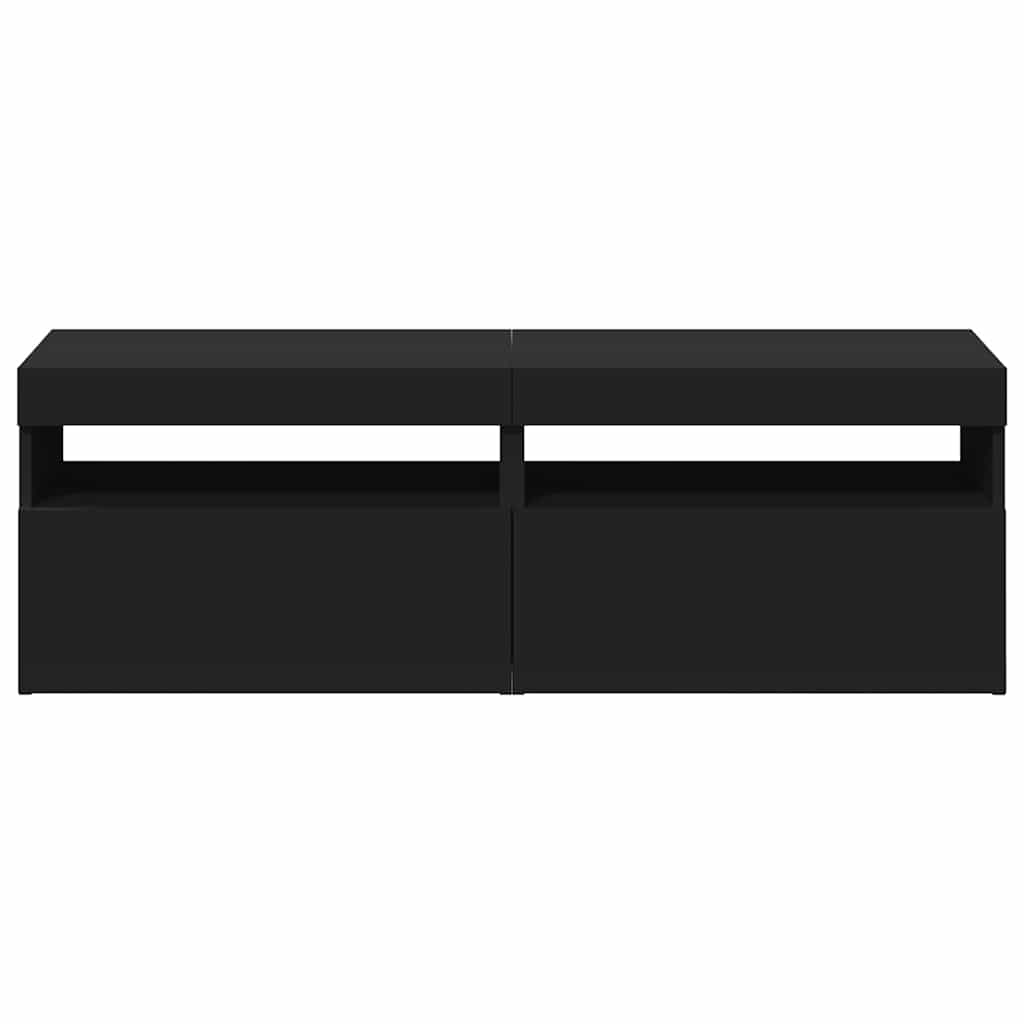 vidaXL TV Cabinets with LED Lights 2 pcs Black 60x35x40 cm