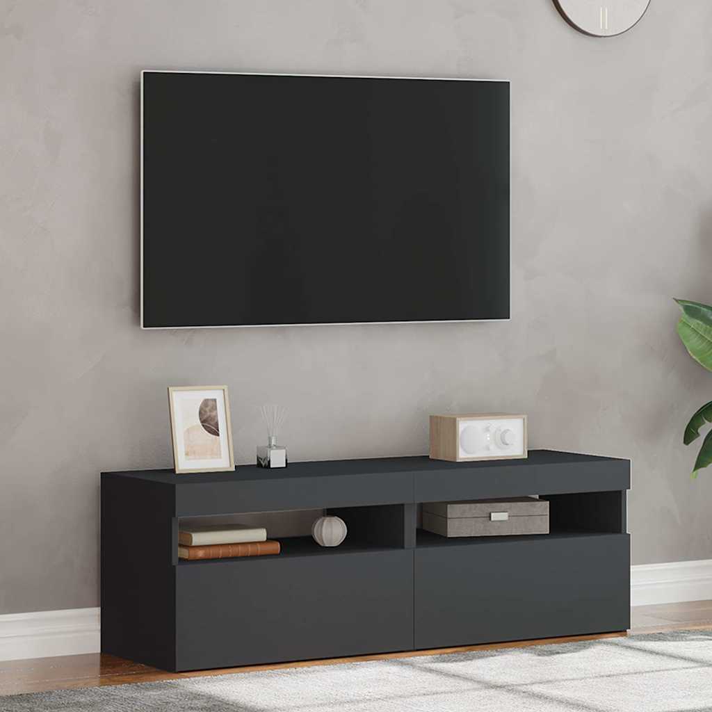 vidaXL TV Cabinets with LED Lights 2 pcs Grey 60x35x40 cm