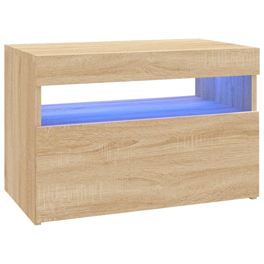 vidaXL TV Cabinet with LED Lights Sonoma Oak 60x35x40 cm