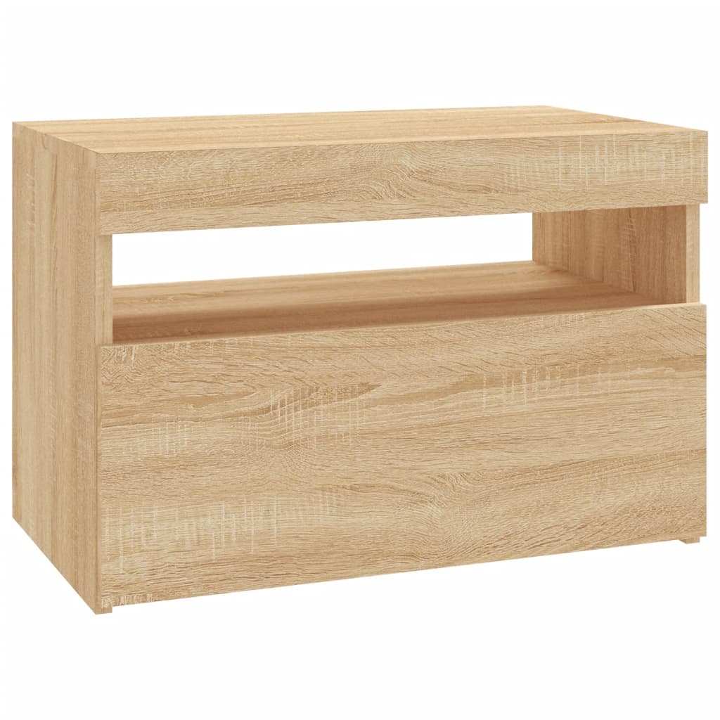 vidaXL TV Cabinet with LED Lights Sonoma Oak 60x35x40 cm