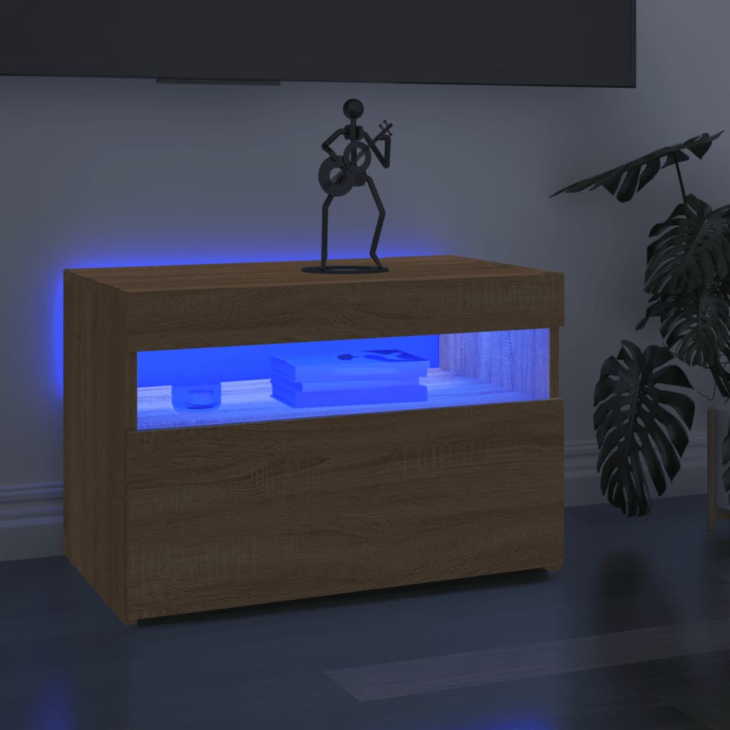 vidaXL TV Cabinet with LED Lights Sonoma Oak 60x35x40 cm