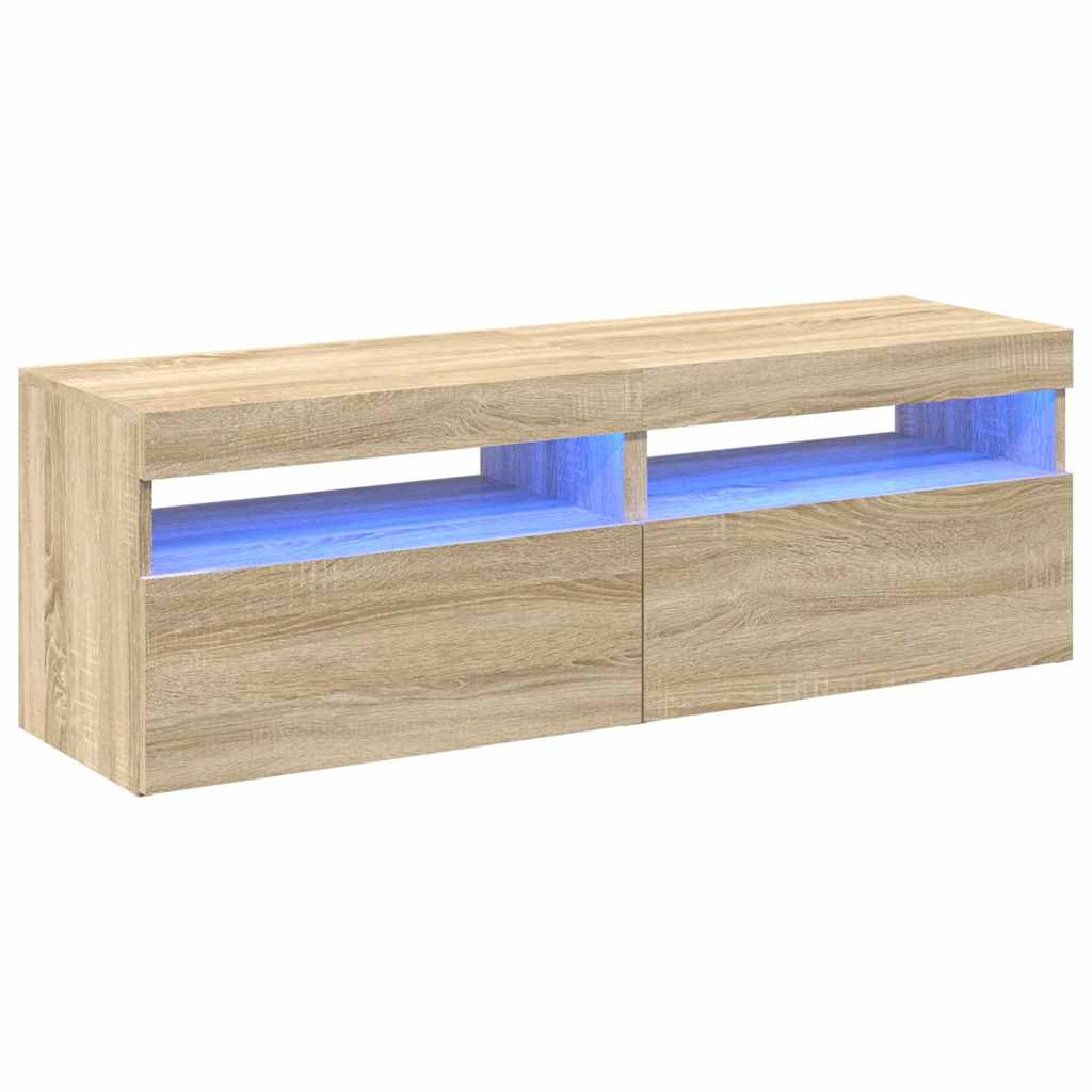 vidaXL TV Cabinets with LED Lights 2 pcs Sonoma Oak 60x35x40 cm