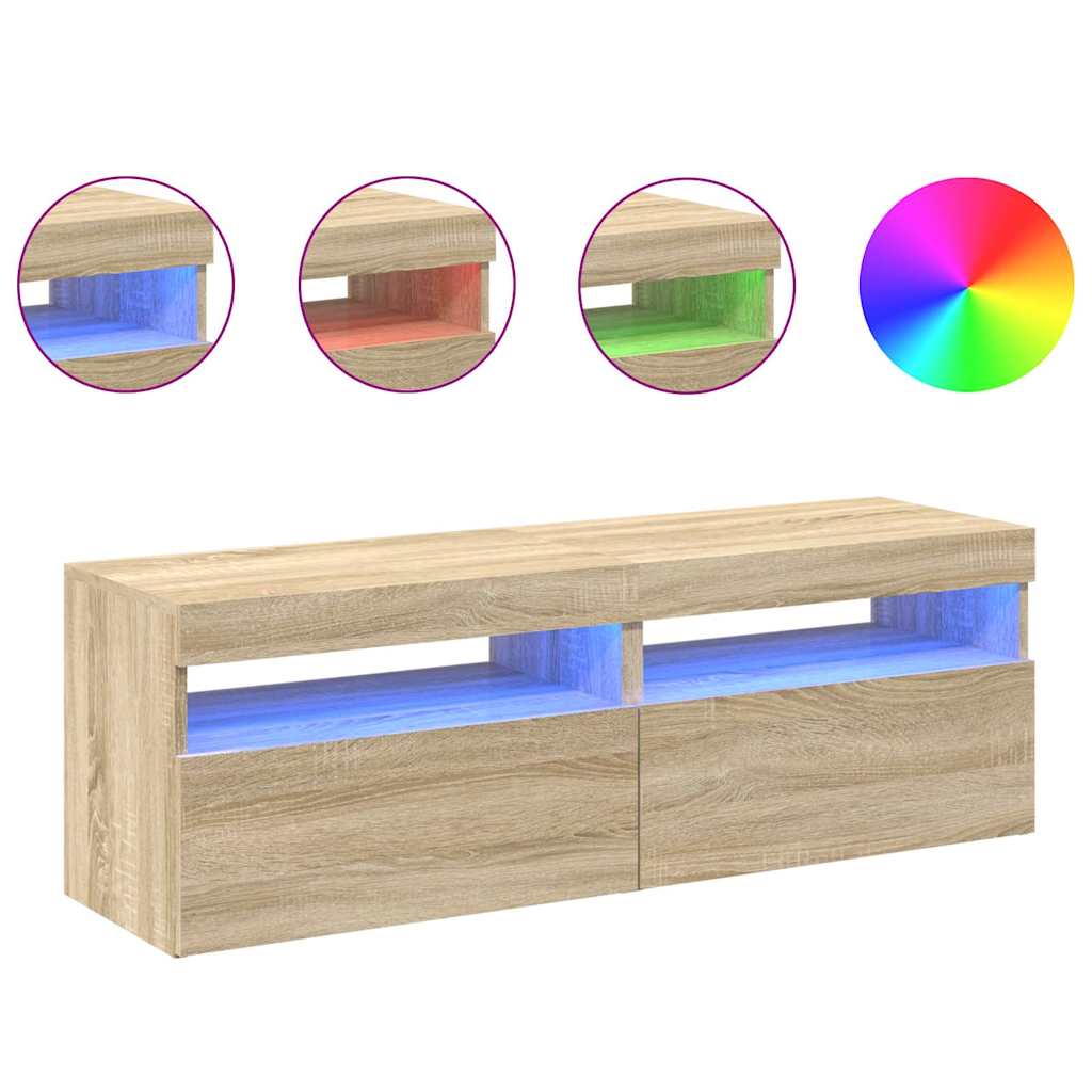 vidaXL TV Cabinets with LED Lights 2 pcs Sonoma Oak 60x35x40 cm