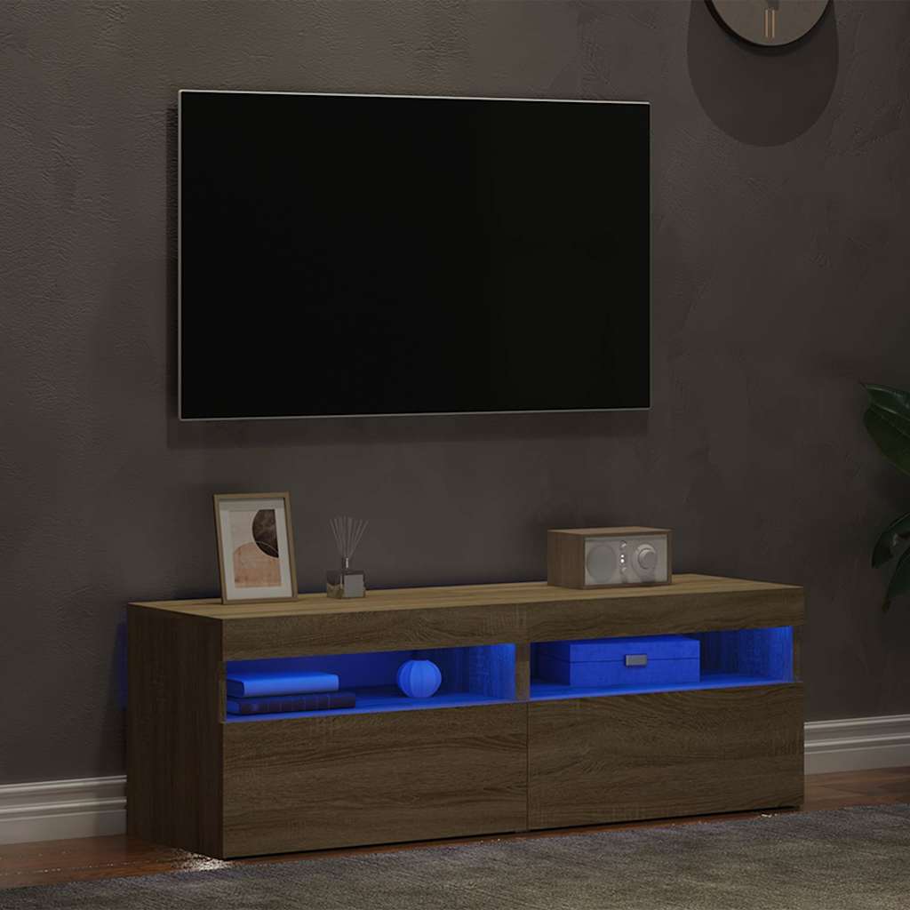 vidaXL TV Cabinets with LED Lights 2 pcs Sonoma Oak 60x35x40 cm