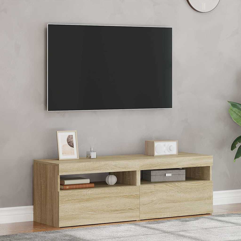 vidaXL TV Cabinets with LED Lights 2 pcs Sonoma Oak 60x35x40 cm