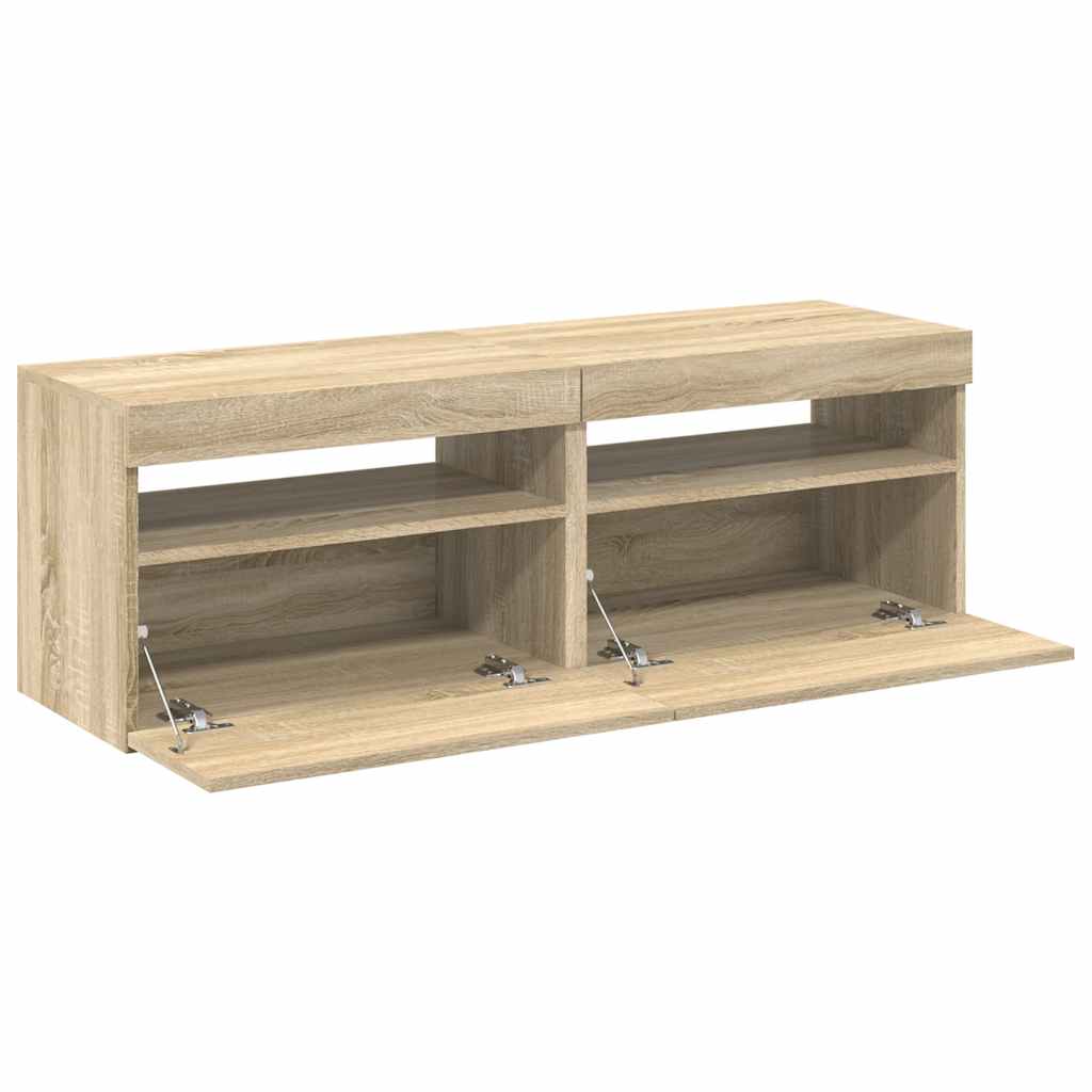 vidaXL TV Cabinets with LED Lights 2 pcs Sonoma Oak 60x35x40 cm