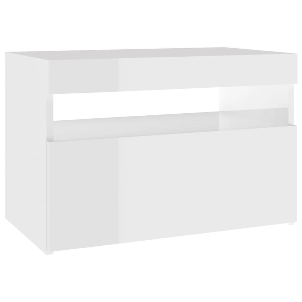 vidaXL TV Cabinet with LED Lights High Gloss White 60x35x40 cm