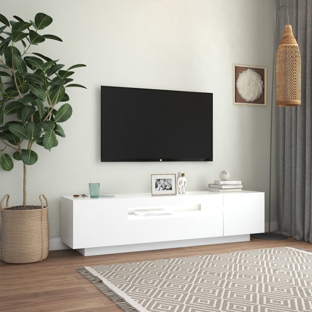 vidaXL TV Cabinet with LED Lights White 160x35x40 cm