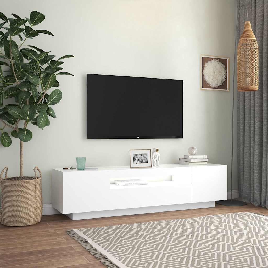 804427 vidaXL TV Cabinet with LED Lights White 160x35x40 cm