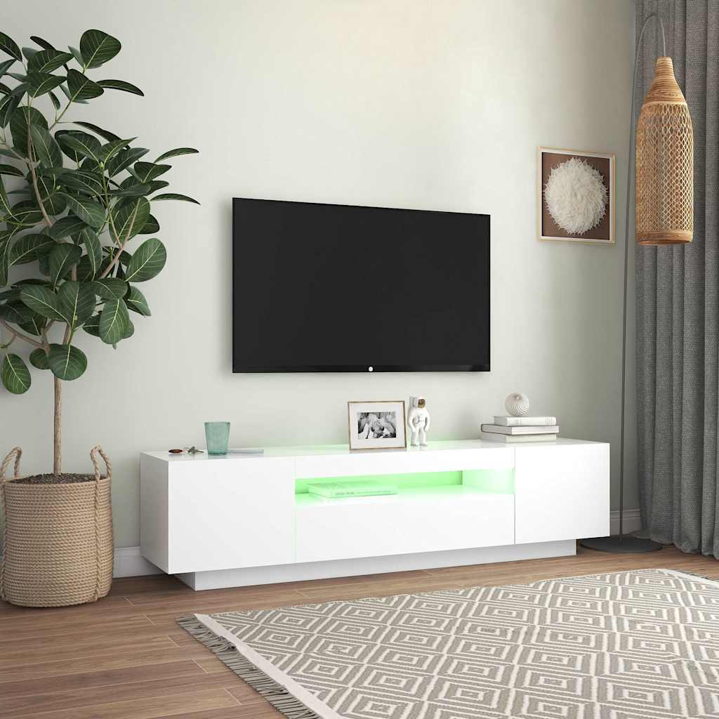 804427 vidaXL TV Cabinet with LED Lights White 160x35x40 cm