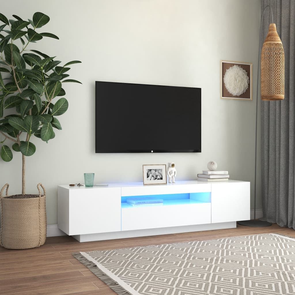 vidaXL TV Cabinet with LED Lights White 160x35x40 cm