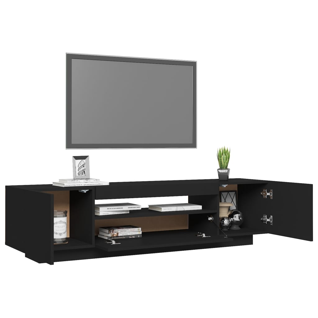 vidaXL TV Cabinet with LED Lights Black 160x35x40 cm