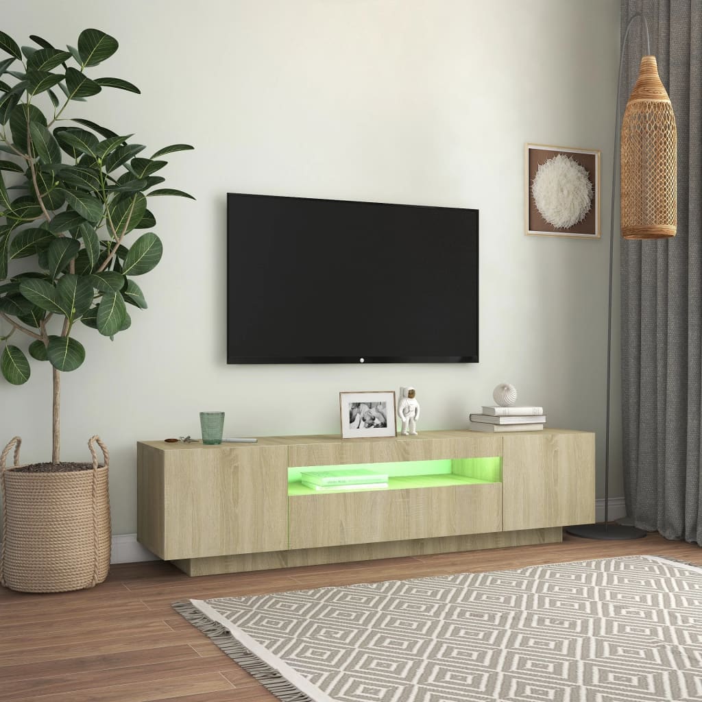 vidaXL TV Cabinet with LED Lights Sonoma Oak 160x35x40 cm