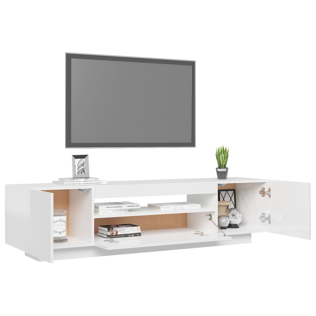 vidaXL TV Cabinet with LED Lights High Gloss White 160x35x40 cm