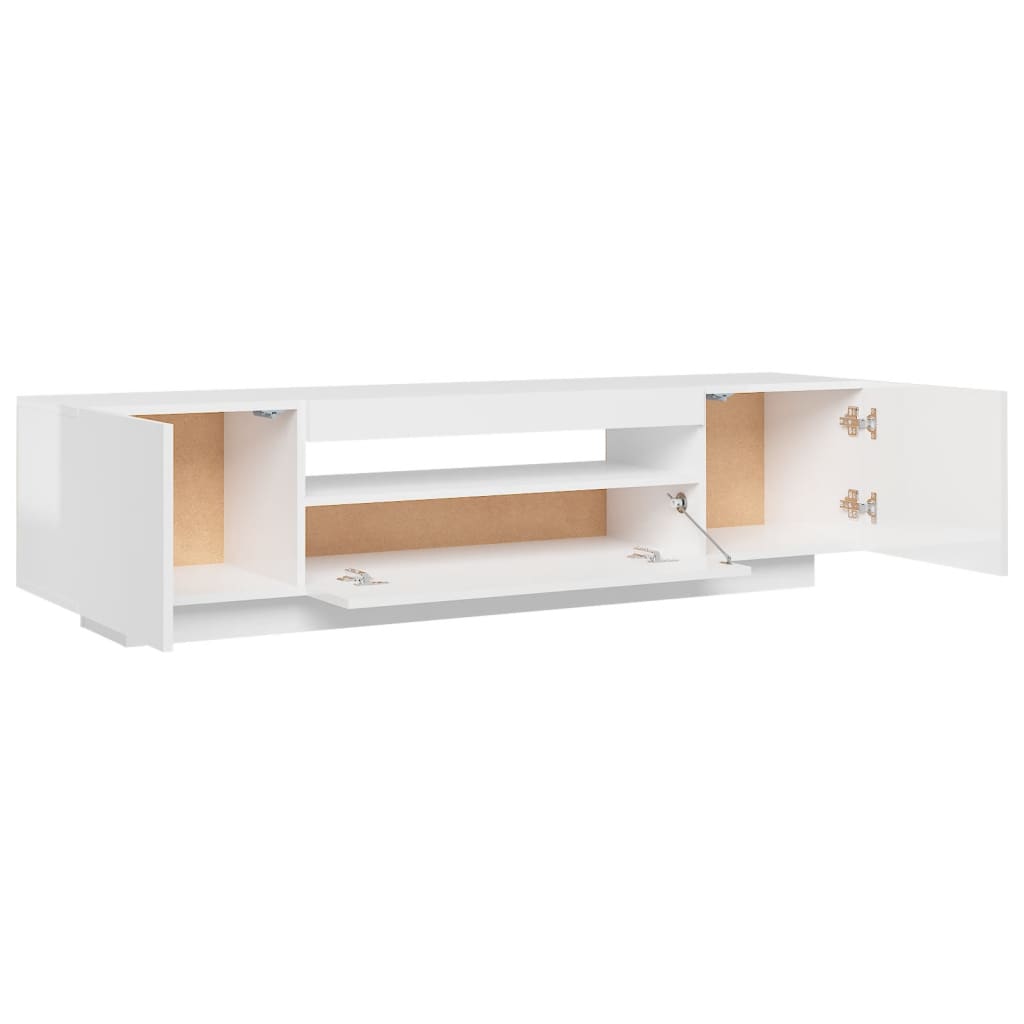 vidaXL TV Cabinet with LED Lights High Gloss White 160x35x40 cm