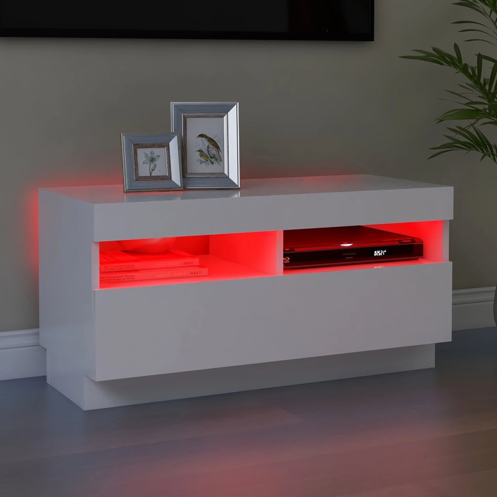 vidaXL TV Cabinet with LED Lights White 80x35x40 cm