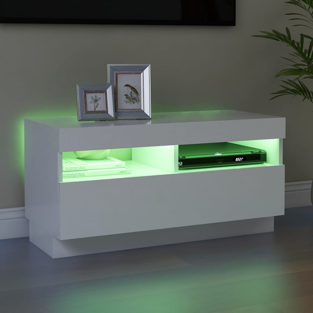 vidaXL TV Cabinet with LED Lights White 80x35x40 cm