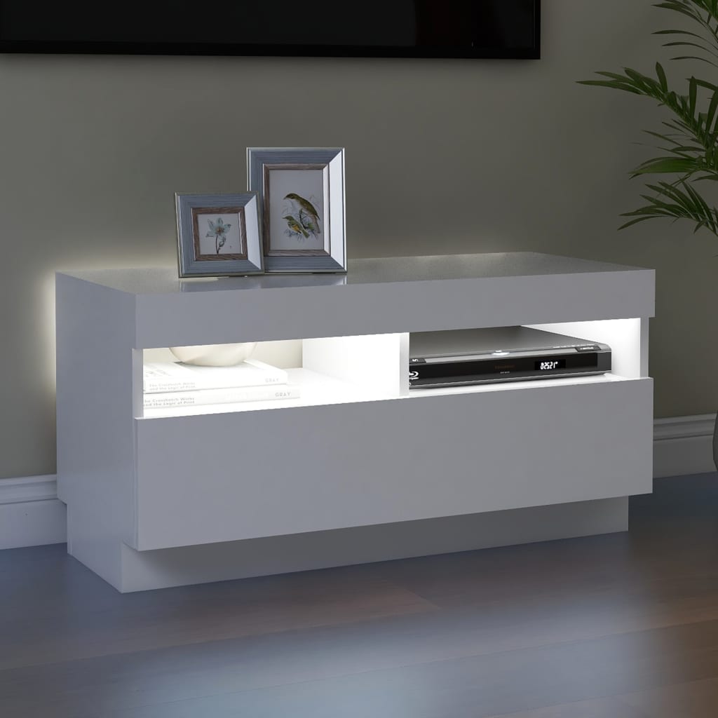 vidaXL TV Cabinet with LED Lights White 80x35x40 cm