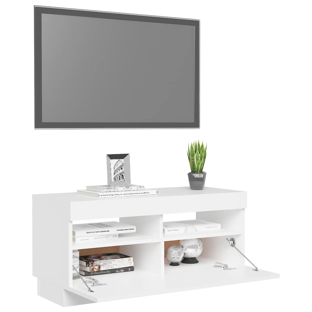 vidaXL TV Cabinet with LED Lights White 80x35x40 cm