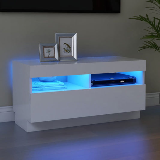 vidaXL TV Cabinet with LED Lights White 80x35x40 cm