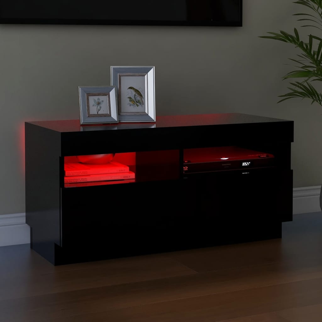 vidaXL TV Cabinet with LED Lights Black 80x35x40 cm