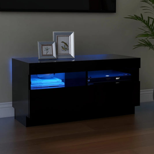 vidaXL TV Cabinet with LED Lights Black 80x35x40 cm