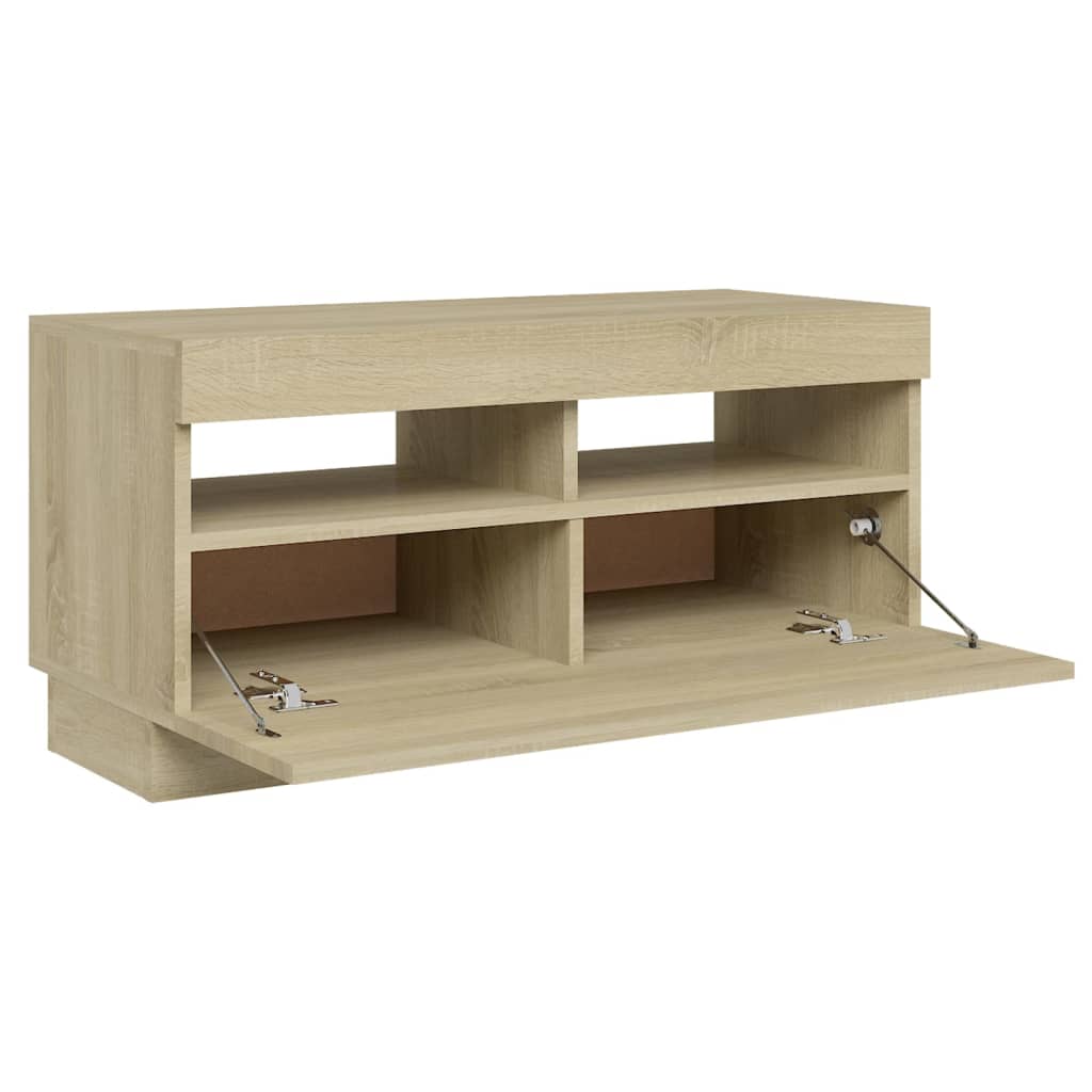 vidaXL TV Cabinet with LED Lights Sonoma Oak 80x35x40 cm