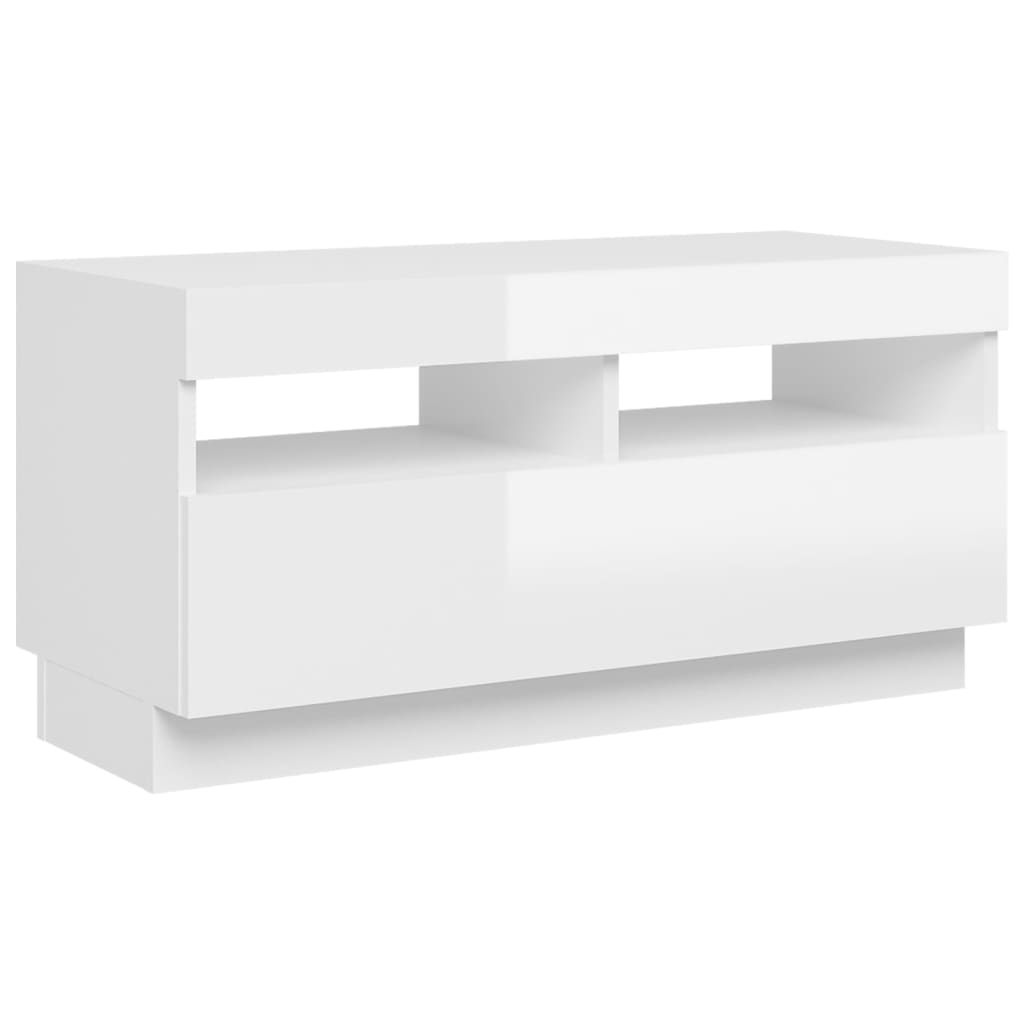 vidaXL TV Cabinet with LED Lights High Gloss White 80x35x40 cm