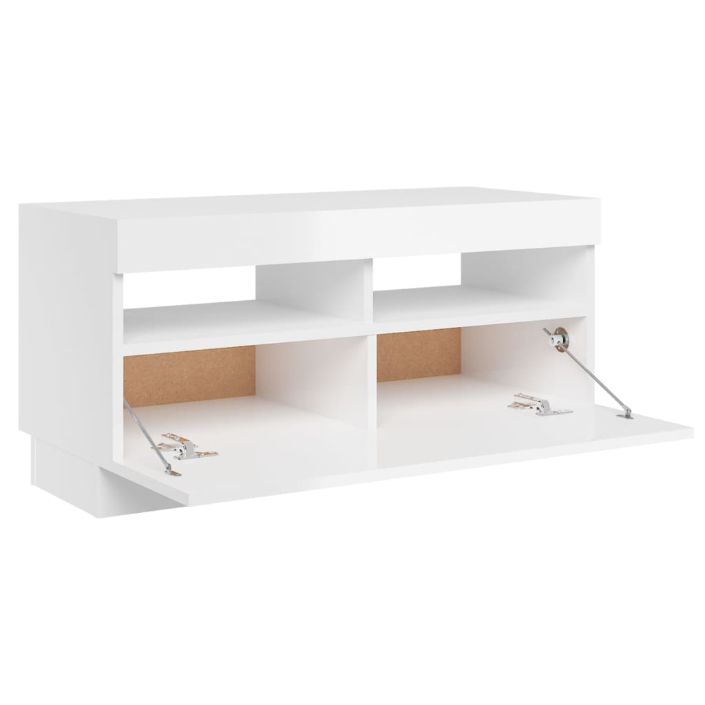 vidaXL TV Cabinet with LED Lights High Gloss White 80x35x40 cm